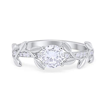 Floral Wedding Bridal Ring Simulated Cubic Zirconia 925 Sterling Silver